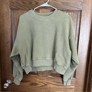 Aerie Olive Ribbed Knit Top